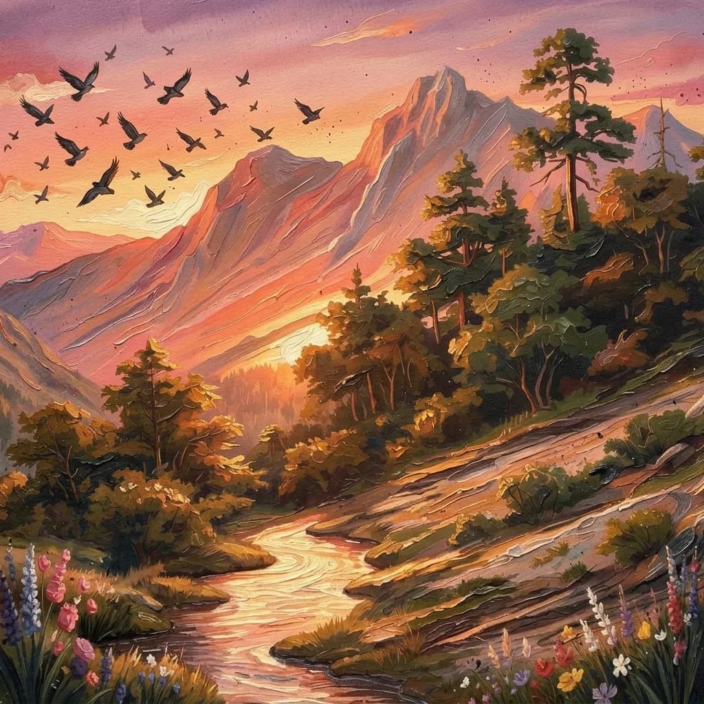 Mountain Stream at Dusk